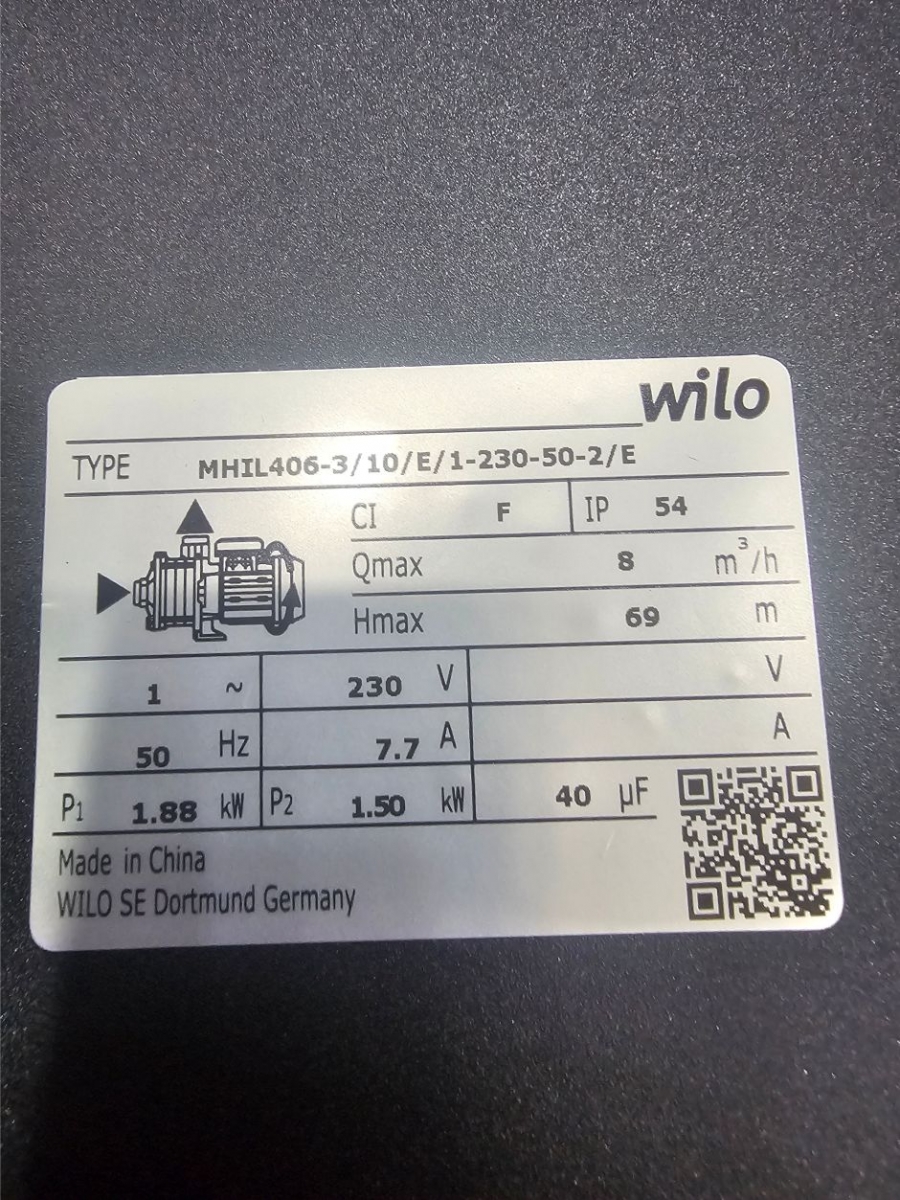 Máy bơm ly tâm trục ngang Wilo MHIL406-3/10/E/1-230-50-2/E