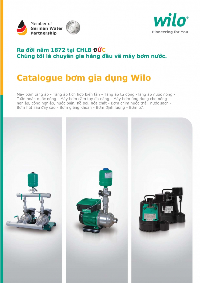 Catalogue bơm dân dụng WILO (Home booster)