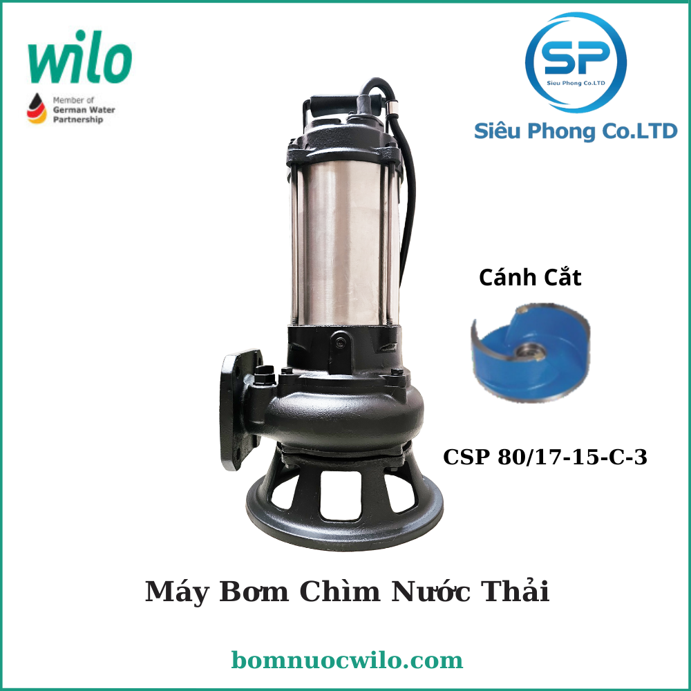 Máy Bơm Chìm Nước Thải Cánh Cắt Wilo CSP 80/17-15-C-3