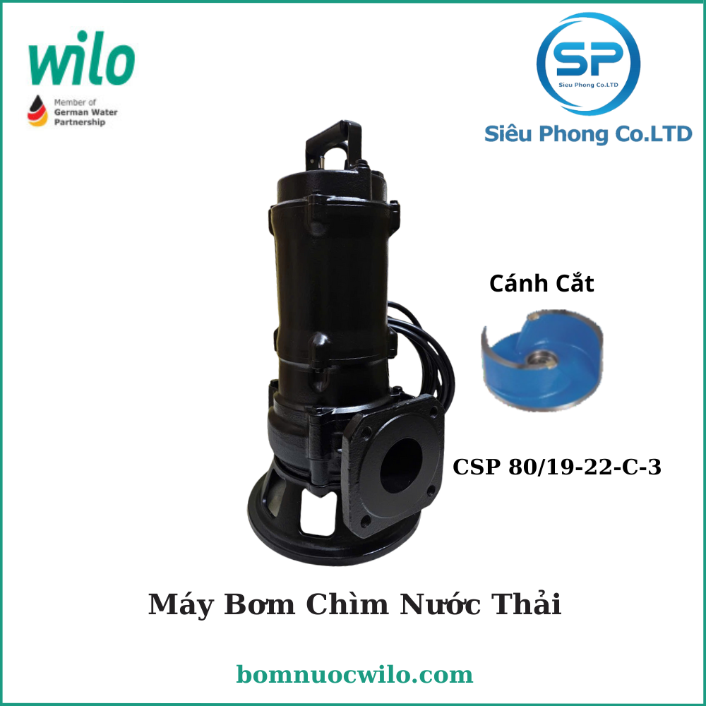 Máy Bơm Chìm Nước Thải Cánh Cắt Wilo CSP 80/19-22-C-3 Máy Bơm Chìm Nước Thải Cánh Cắt Wilo CSP 80/19-22-C-3