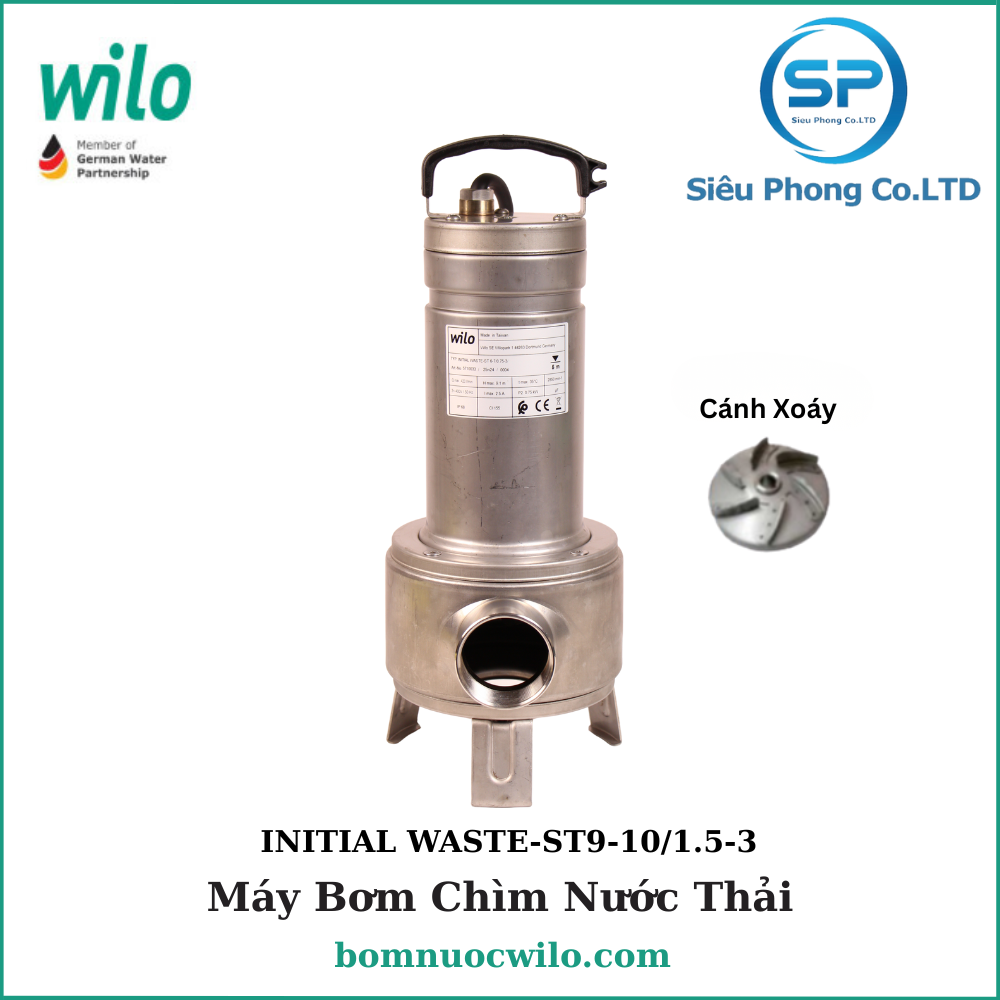 Máy Bơm Chìm Nước Thải Inox Wilo Initial Waste-ST9-10/1.5-3 (Không Phao) Máy Bơm Chìm Nước Thải Inox Wilo Initial Waste-ST9-10/1.5-3 (Không Phao)